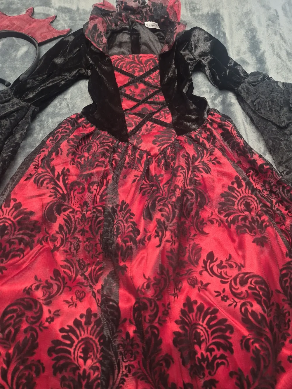 Spirit Halloween Moonlight Princess Costume Girls S  4-6 Red Black Gothic  2 Pcs - Picture 4 of 8